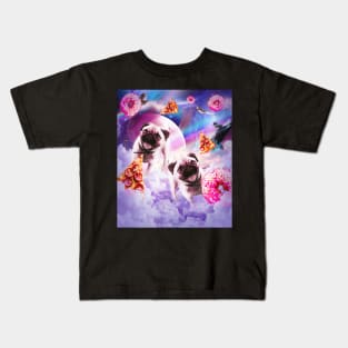 Pugs In The Clouds With Donut And Pizza Kids T-Shirt